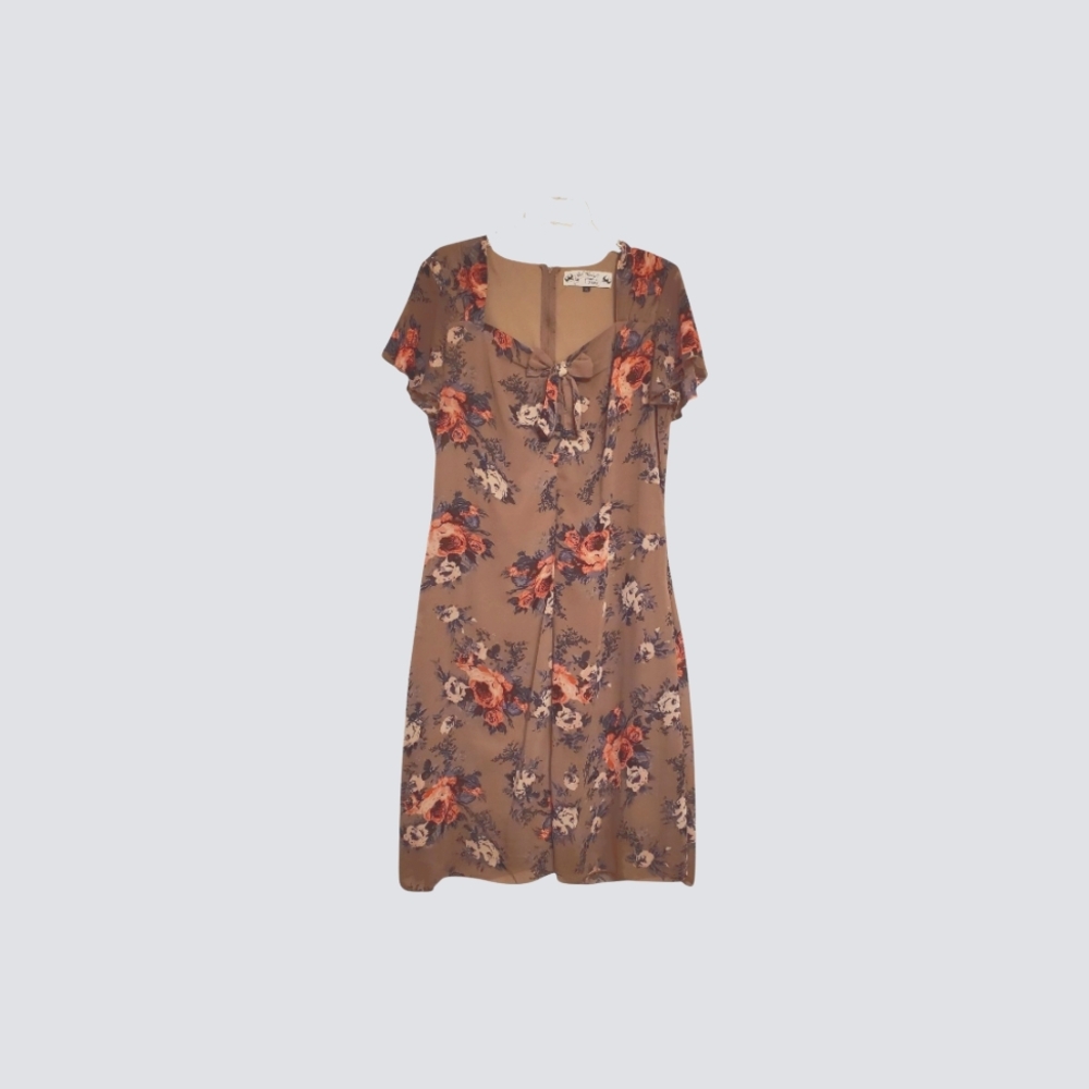 Hell Bunny Vixen Brown Floral Dress Size XL With Vintage Inspired Rose Print